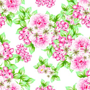 Sorunsuz vintage tarzı çiçek deseni. Renkli çiçek öğeleri