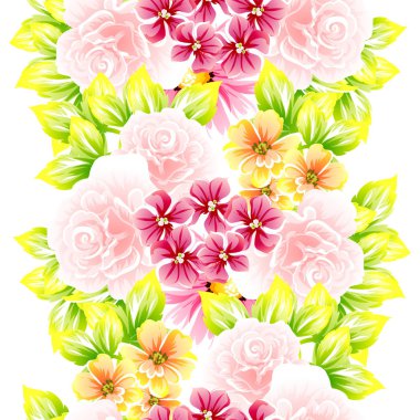 Sorunsuz vintage tarzı çiçek deseni. Renkli çiçek öğeleri