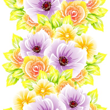 Sorunsuz vintage tarzı çiçek deseni. Renkli çiçek öğeleri