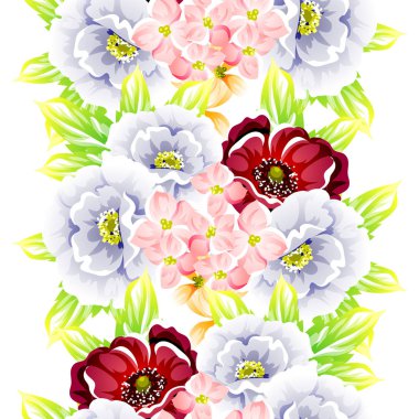 Sorunsuz vintage tarzı çiçek deseni. Renkli çiçek öğeleri