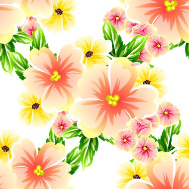 Sorunsuz vintage tarzı çiçek deseni. Renkli çiçek öğeleri