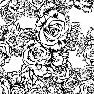 Sorunsuz vintage tarzı çiçek deseni. Kontur çiçek öğeleri