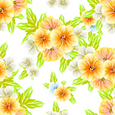 Sorunsuz vintage tarzı çiçek deseni. Renkli çiçek öğeleri