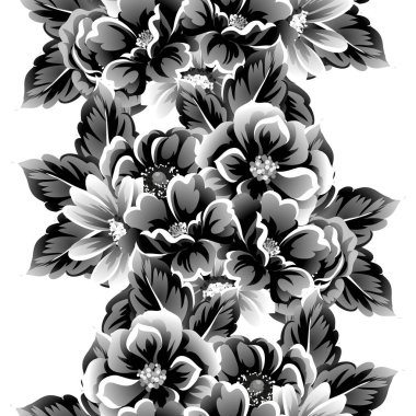 Sorunsuz vintage tarzı çiçek deseni. Kontur çiçek öğeleri