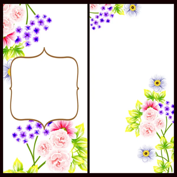 Conjunto Tarjetas Boda Flores Estilo Vintage Elementos Florales Color — Vector de stock