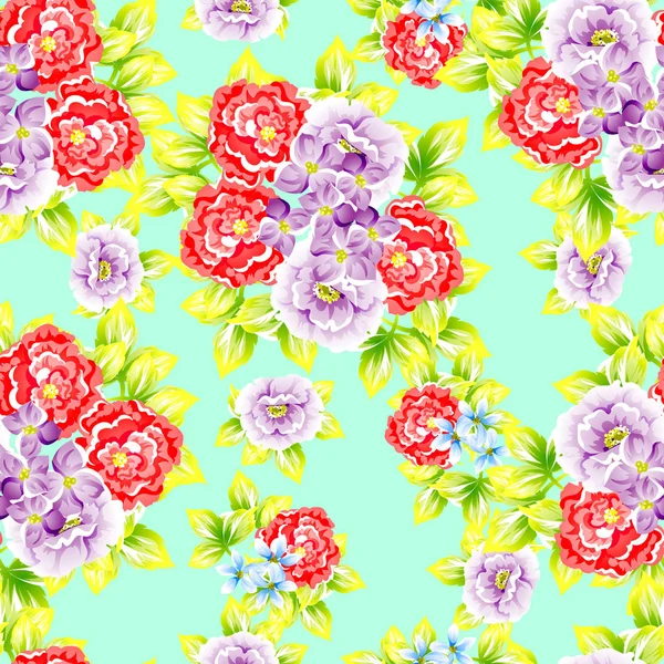 Modèle Fleur Style Vintage Sans Couture Éléments Floraux Couleur — Image vectorielle