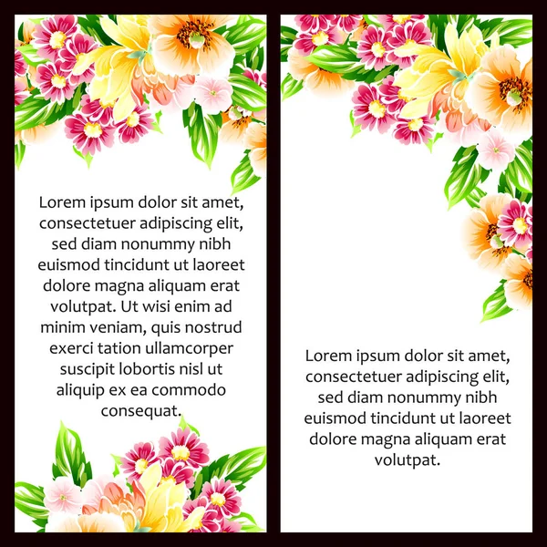 Vintage Stijl Bloem Bruiloft Kaarten Set Bloemenelementen Kleur — Stockvector