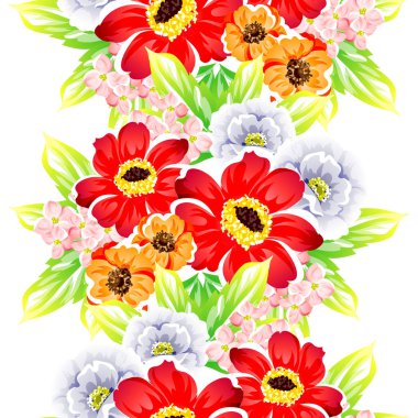 Sorunsuz vintage tarzı çiçek deseni. Renkli çiçek öğeleri