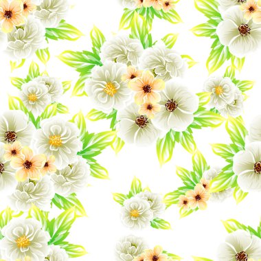 Sorunsuz vintage tarzı çiçek deseni. Renkli çiçek öğeleri