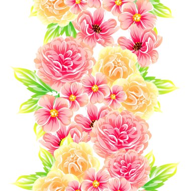 Sorunsuz vintage tarzı çiçek deseni. Renkli çiçek öğeleri