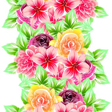 Sorunsuz vintage tarzı çiçek deseni. Renkli çiçek öğeleri