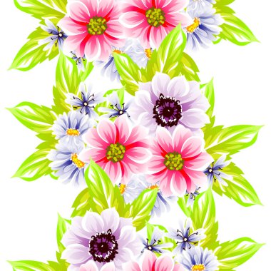 Sorunsuz vintage tarzı çiçek deseni. Renkli çiçek öğeleri