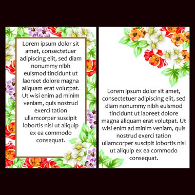 Klasik çiçek düğün kartları seti. Çiçek renginde elementler