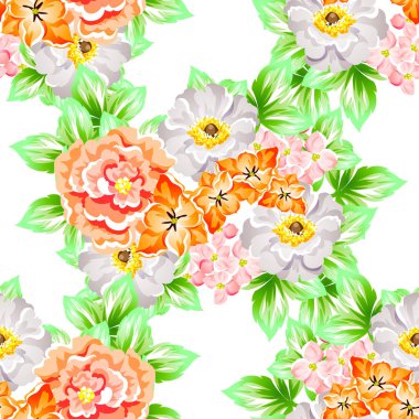Sorunsuz vintage tarzı çiçek deseni. Renkli çiçek öğeleri