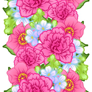 Sorunsuz vintage tarzı çiçek deseni. Renkli çiçek öğeleri