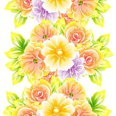 Sorunsuz vintage tarzı çiçek deseni. Renkli çiçek öğeleri