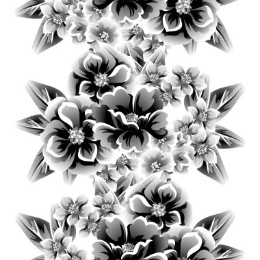 Sorunsuz vintage tarzı çiçek deseni. Kontur çiçek öğeleri