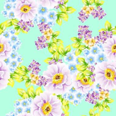 Sorunsuz vintage tarzı çiçek deseni. Renkli çiçek öğeleri