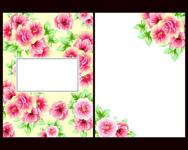 Klasik çiçek düğün kartları seti. Çiçek renginde elementler