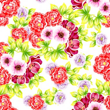 Sorunsuz vintage tarzı çiçek deseni. Renkli çiçek öğeleri