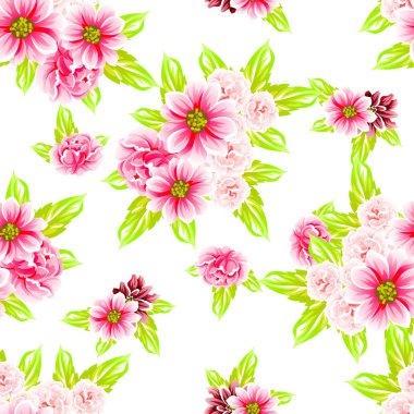 Sorunsuz vintage tarzı çiçek deseni. Renkli çiçek öğeleri