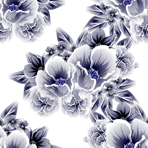 Květinový Vzor Bezešvé Vintage Styl Květinové Prvky Obrysu — Stockový vektor