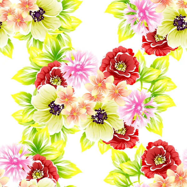 Patrón Flores Estilo Vintage Sin Costuras Elementos Florales Color — Vector de stock