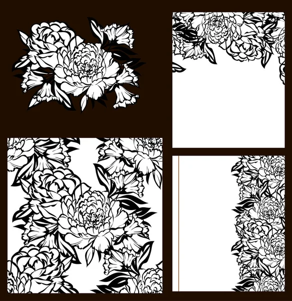 Conjunto Tarjetas Boda Flores Estilo Vintage Elementos Marcos Florales — Vector de stock