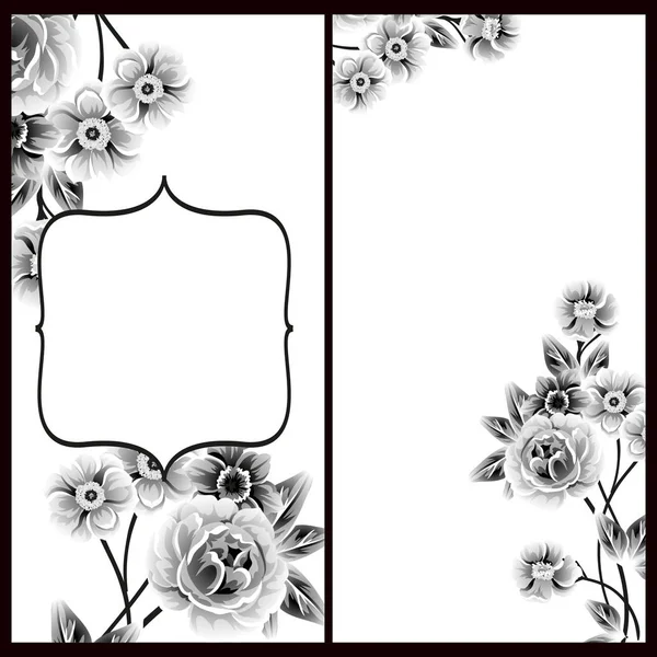 Vintage Style Flower Wedding Cards Set Floral Elements Frames — Stock Vector