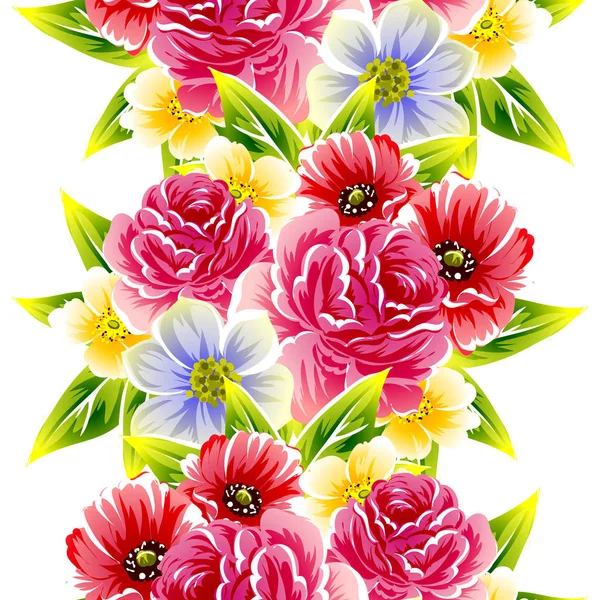 Sorunsuz vintage tarzı çiçek deseni. Renkli çiçek öğeleri