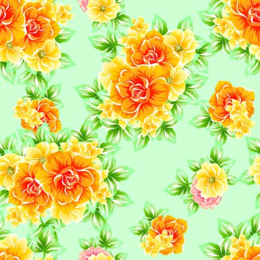 Sorunsuz vintage tarzı çiçek deseni. Renkli çiçek öğeleri