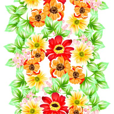 Sorunsuz vintage tarzı çiçek deseni. Renkli çiçek öğeleri