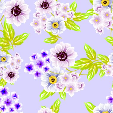 Sorunsuz vintage tarzı çiçek deseni. Renkli çiçek öğeleri