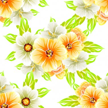 Sorunsuz vintage tarzı çiçek deseni. Renkli çiçek öğeleri