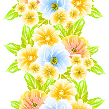 Sorunsuz vintage tarzı çiçek deseni. Renkli çiçek öğeleri