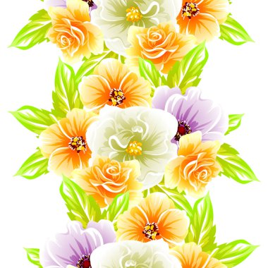 Sorunsuz vintage tarzı çiçek deseni. Renkli çiçek öğeleri