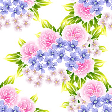 Sorunsuz vintage tarzı çiçek deseni. Renkli çiçek öğeleri