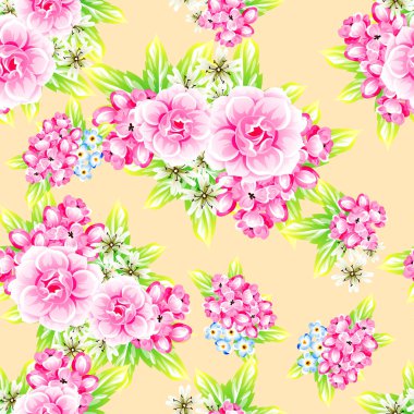 Sorunsuz vintage tarzı çiçek deseni. Renkli çiçek öğeleri