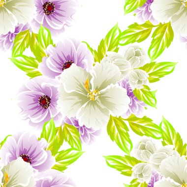 Sorunsuz vintage tarzı çiçek deseni. Renkli çiçek öğeleri