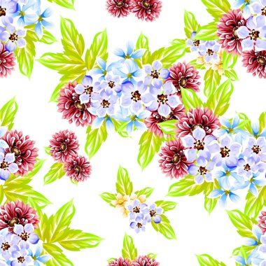 Sorunsuz vintage tarzı çiçek deseni. Renkli çiçek öğeleri