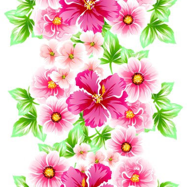 Sorunsuz vintage tarzı çiçek deseni. Renkli çiçek öğeleri