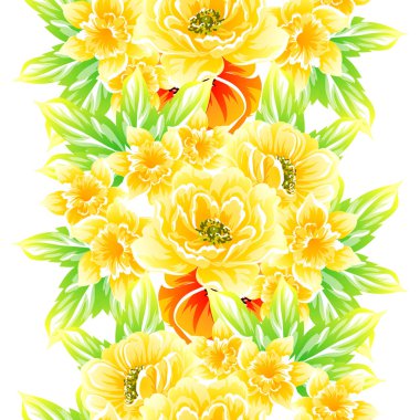 Sorunsuz vintage tarzı çiçek deseni. Renkli çiçek öğeleri