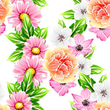 Sorunsuz vintage tarzı çiçek deseni. Renkli çiçek öğeleri