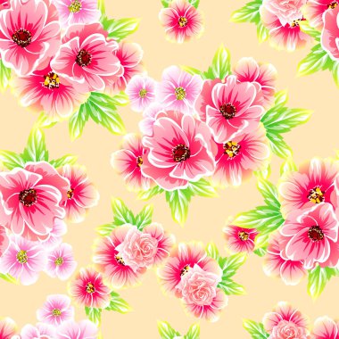 Sorunsuz vintage tarzı çiçek deseni. Renkli çiçek öğeleri