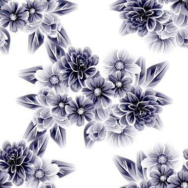 Sorunsuz vintage tarzı çiçek deseni. Kontur çiçek öğeleri