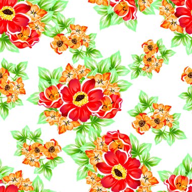 Sorunsuz vintage tarzı çiçek deseni. Renkli çiçek öğeleri