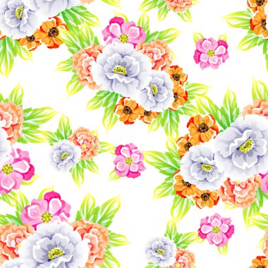 Sorunsuz vintage tarzı çiçek deseni. Renkli çiçek öğeleri