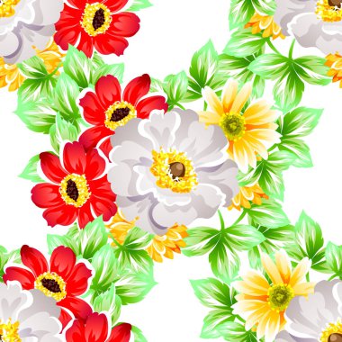 Sorunsuz vintage tarzı çiçek deseni. Renkli çiçek öğeleri