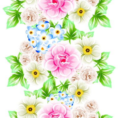 Sorunsuz vintage tarzı çiçek deseni. Renkli çiçek öğeleri