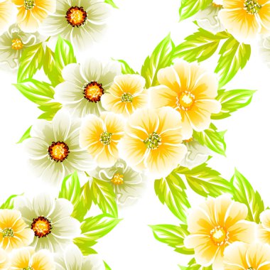 Sorunsuz vintage tarzı çiçek deseni. Renkli çiçek öğeleri